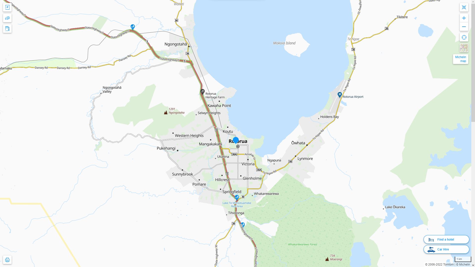 	Rotorua	 Highway and Road Map